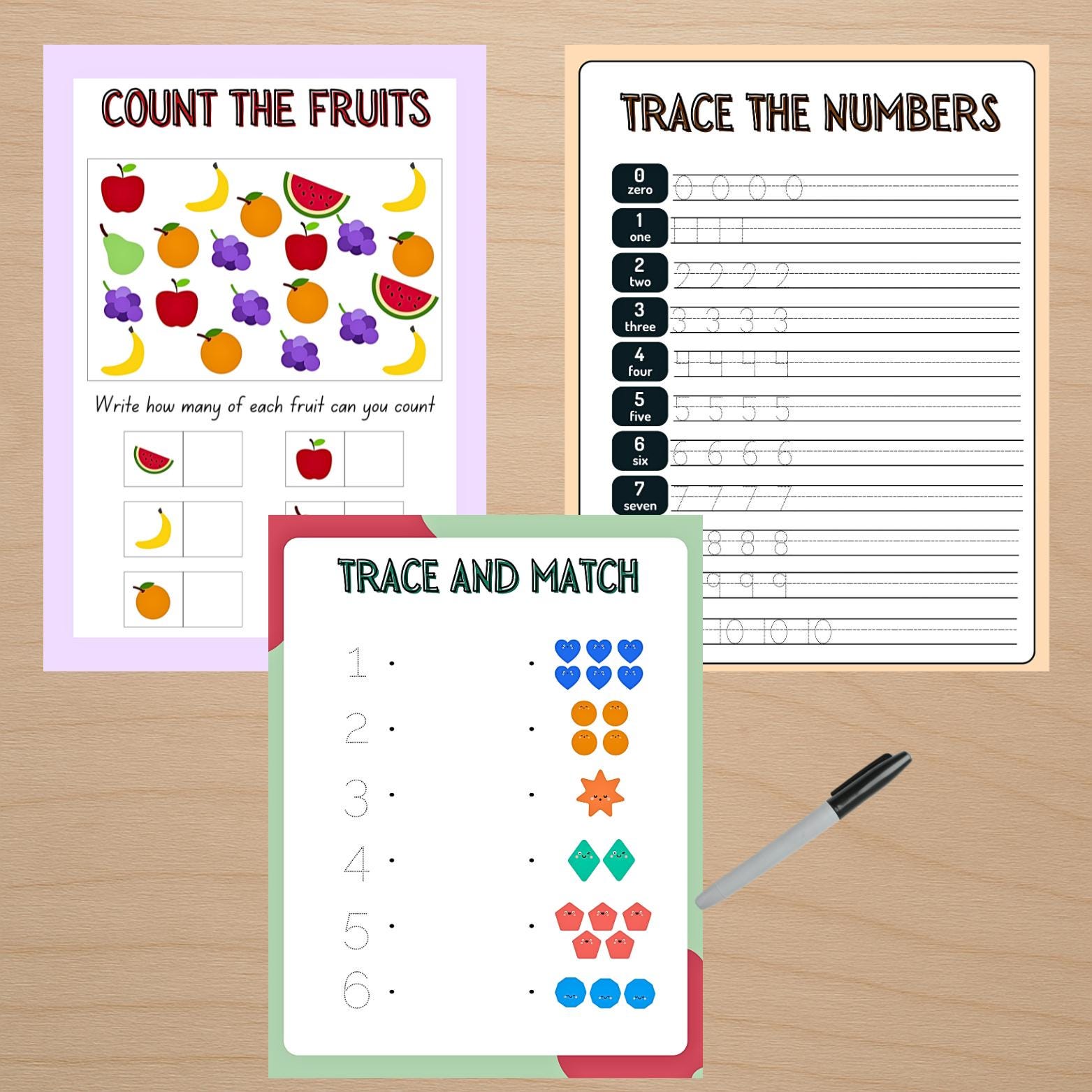 Toddler tracing book for learning to write letters and numbers with a dry-erase marker