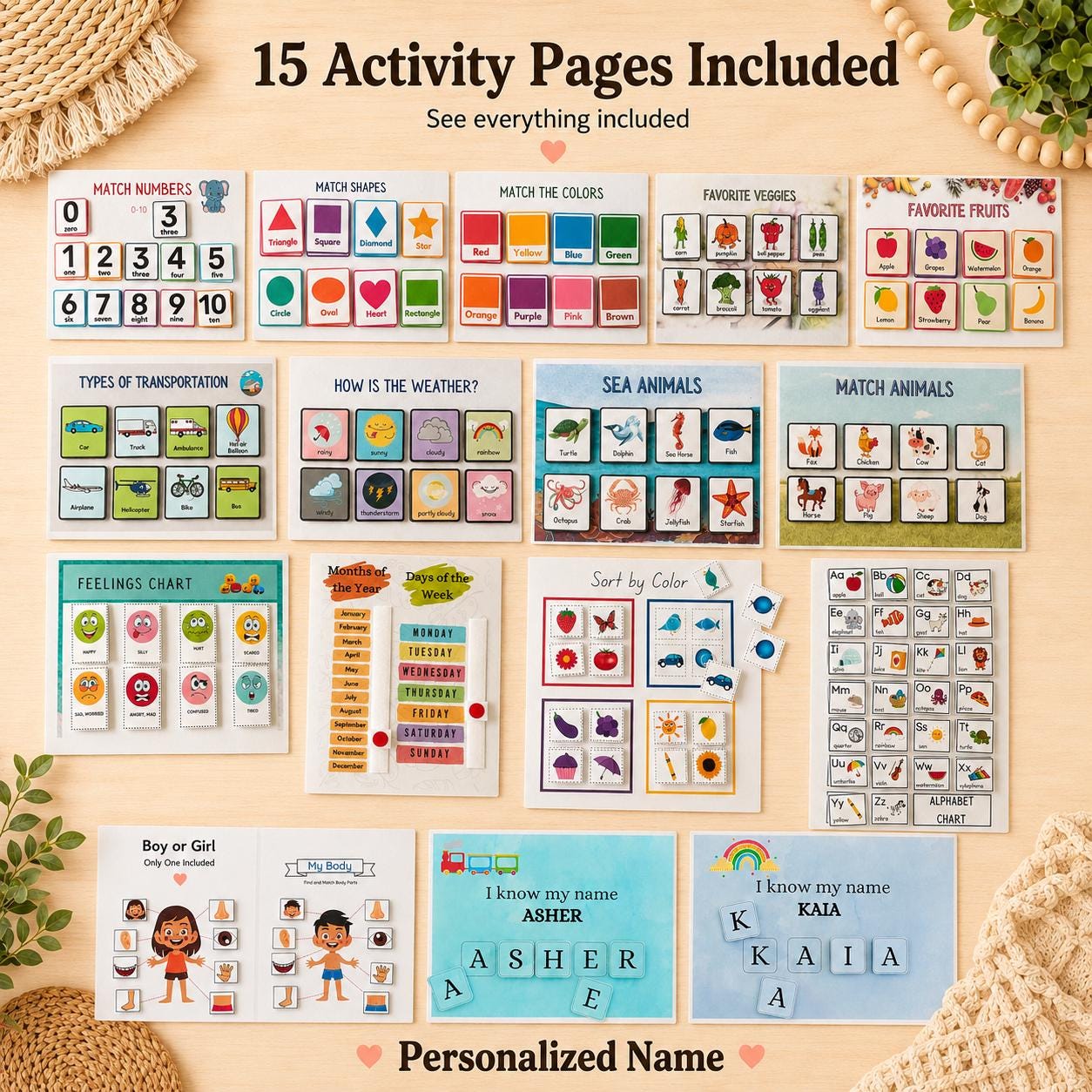 Personalized Montessori Busy Book — Matching Activities (Ages 1–4) - Image 7
